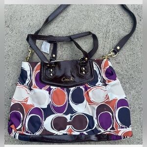 Coach Purple and Orange Patterned Shoulder Bag NWT